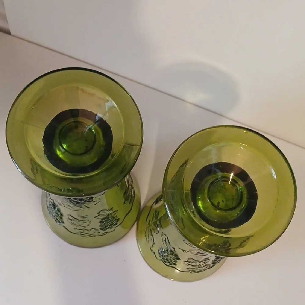 Indiana Glass Olive Green Colony Harvest Grapes Vases